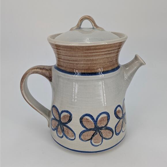 Metlox Bandero Coffee Pot Lidded Ceramic Pottery Kettle 1970s Flower Pattern - Picture 1 of 9